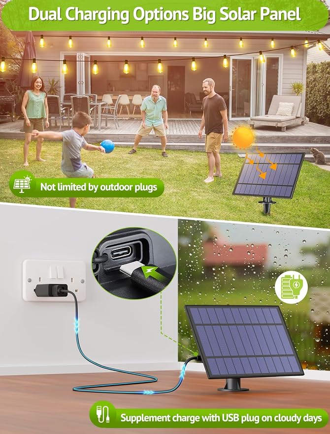 Larkvue 144FT(3x48FT) Solar Outdoor String Lights with Remote & Timer, Waterproof Dimmable Patio Lights with 45+3 ST38 LED Bulbs for Porch Party-Black