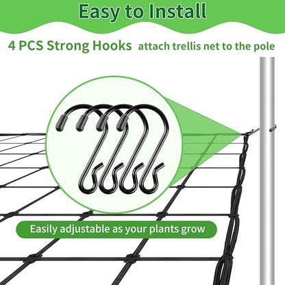 Trellis Netting, Scrog Net with 4 Hooks, 4x4 Trellis Nets for Grow Tent, Heavy-Duty Plant Net for Cucumber Gardening and Horticulture, Grow Tent Accessories(1 Pack)