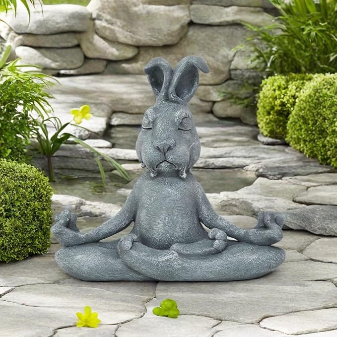 Meditating Rabbit Statue Buddha, Zen Rabbit, Zen Garden Rabbit Figurines for Home and Garden Decor, Rabbit Decorations Gift Ideas for Desk Office Bedroom Outdoor Yard Lawn (Rabbit)