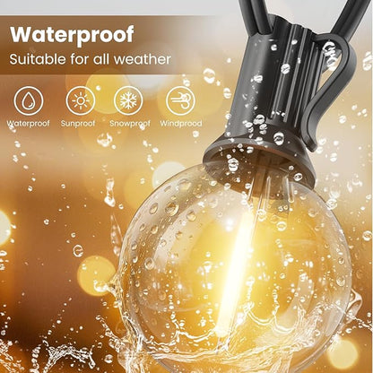 RTTY Outdoor String Lights 60 FT, Patio Lights with 32pcs Plastic G40 LED Bulbs,Shatterproof Waterproof Connectable Hanging for Porch Cafe Bistro Backyard Gazebo Balcony Deck Party