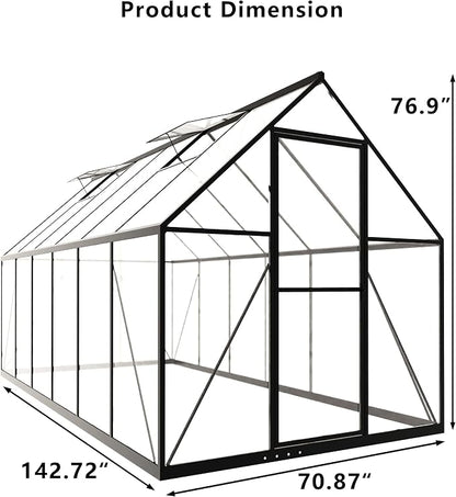 6x12FT Small Greenhouse for Outdoors,Polycarbonate Green House with 2Windows, Outside Mini Garden House Kit for Winter,Portable Indoor Greenhouses can Walk in