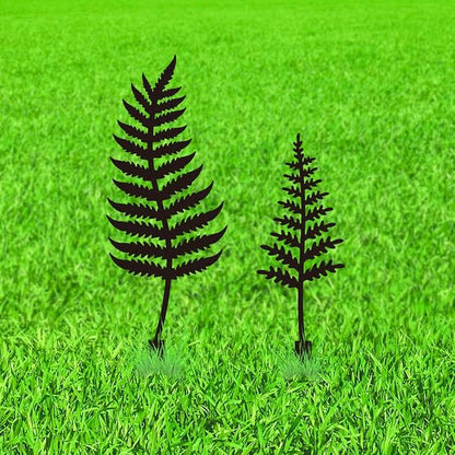 WADORN 2Pcs Fern Leaves Metal Decorative Garden Stakes, Black Fern Leaf Silhouette Outdoor Statues Rustic Garden Ornament Gifts Yard Art Decoration Stakes for Outdoor Backyard Lawn Walkways Flowerpot