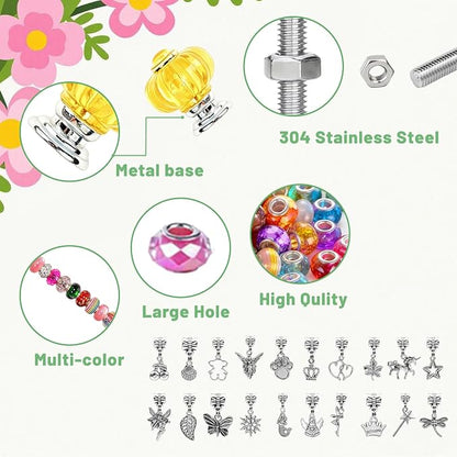 184 Pcs DIY Beaded Garden Stakes Kit with Crystal Stoppers | Garden stakes kit with beads colorful crystal stoppers, DIY fairy wands, garden decor, outdoor crafts