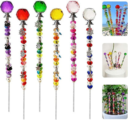140Pcs DIY Fairy Wand Beaded Garden Stakes Kit Decorative Garden Stakes Beadable Items Fairy Garden Kit for Different Festivals Fairy Garden Accessories Outdoor(Section)