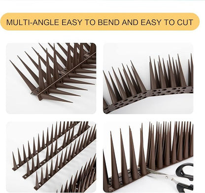 OFFO Bird Spikes Pigeon Outdoor Spikes for Cat Keep Birds Raccoon Woodpecker Away Covers 40 Feet(12.2m), Brown