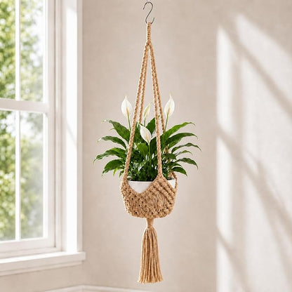 Shappy 3 Pack Boho Macrame Plant Hanger, Large Hanging Planter Plant Holder Pot Hanger Hanging Basket Wall Planters, Plants Lover Gift for Indoor Garden (Spiral Knot,Jute Color)