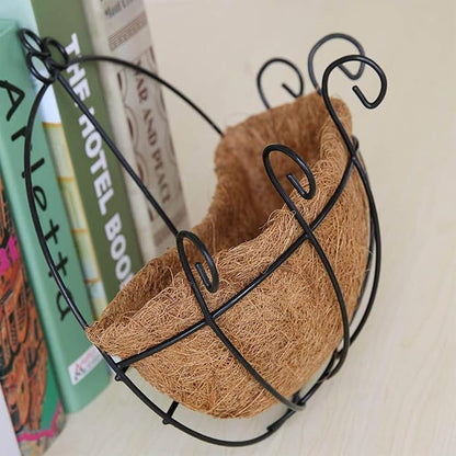 Orgrimmar 2 Pcs Iron Wall Hanging Planters Basket 9.8 Inches Half Round Plant Flower Wall Holder with Coco Coir Liner Plant Hanger Decoration for Garden Porch Balcony Indoor Outdoor