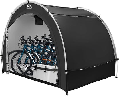Happy Travel Bike Storage Tent Shed, Outdoor Waterproof Bicycle Covers Shelter with Window for 2/3/4/6/8 Bikes,Oversized Outside Portable Sheds for Lawn Mower,Garden Tools