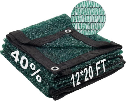 LOVE STORY 12x20FT 40% Dark Green Shade Cloth Sun Shade Net with Grommets Sunblock Net Mesh Tarp for Garden,Plants Cover,Greenhouse and Patio