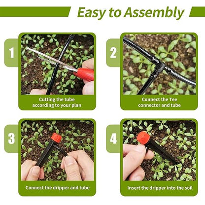 50 pcs Drip Irrigation Emitters Drip Emitters for 1/4" Drip Irrigation Tubing Adjustable 360 Degree Water Flow Irrigation Drip Heads Drip Irrigation Spray Emitters for Plant Watering System
