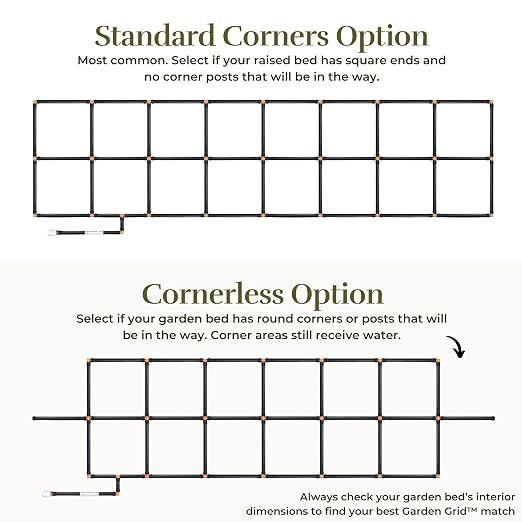 Garden Grid Watering System - 2x6 Cornerless | Raised Garden Bed Drip Irrigation System, But Better | Pre-Assembled, Waters Every Plant | Ideal for Beds w/Corner Posts or Curved Ends | 22.5"x66"