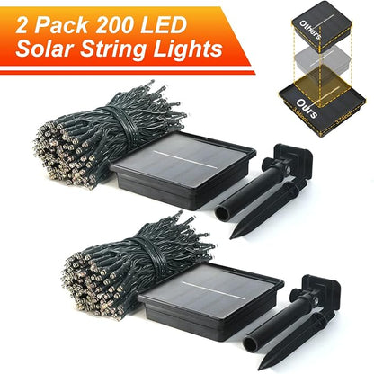 JMEXSUSS 2 Pack Solar Halloween Lights, Total 151FT 400 LED, Orange | Halloween Lights Outdoor Waterproof, 8 Modes Solar String Lights for Outside Patio Tree Garden Yard Halloween Decorations