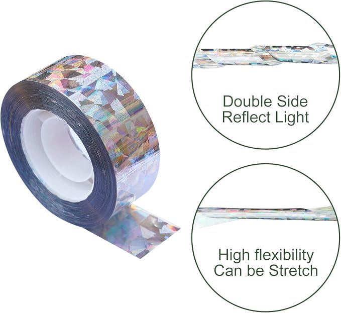 iFealClear 4 Pack Bird Reflective Scare Tapes, Dual-Sided Pigeon Scare Tapes for Garden, Farm, Outdoor, 1048ft Bird Reflective Tape to Keep Away Woodpecker, Blackbirds, Grackles, Herons