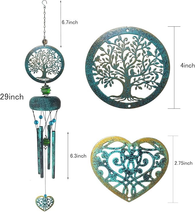 Wind Chimes, Tree of Life Deep Tone Wind Chimes for Outside, Memorial Gift for Mom/Grandma/Women, Windchimes Outdoor Clearance, Mother Garden/Patio/Yard Decor