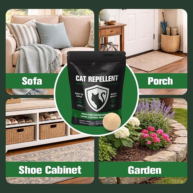 Cat Repellent, Cat Deterrent, Cat Repellent for Yard, Helps Keep Cats Away from Furniture, Gardens & Entry Areas, Indoor & Outdoor Use, Family & Pet Friendly - 10 Packs