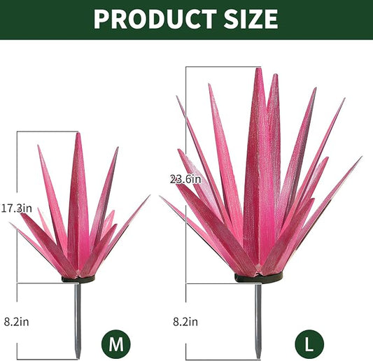 KODIBO 24" Metal Agave Plant Outdoor Decor, Large Yard Sculpture, Rose Red | Hand-Painted Finish, Outdoor-Resistant Metal, Tequila Rustic Sculpture, Artificial Plants Outdoor, Gifts for Garden Lovers