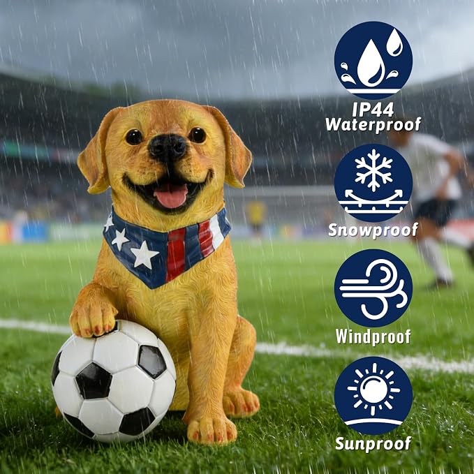 World Cup 2026 Decor, World Cup Gifts for Sports Fans, Solar Outdoor Garden Statues Lights, Dog Sculpture Garden Decor, Unique Housewarming & Yard Decoration Gifts for Women, Men, Daughter