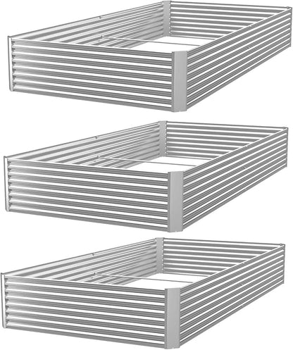 3pcs 8x4ft Galvanized Raised Garden Bed Outdoor,Above Ground Garden Bed for Vegetable,Metal Raised Beds for Flower,Steel Raised Beds for Gardening