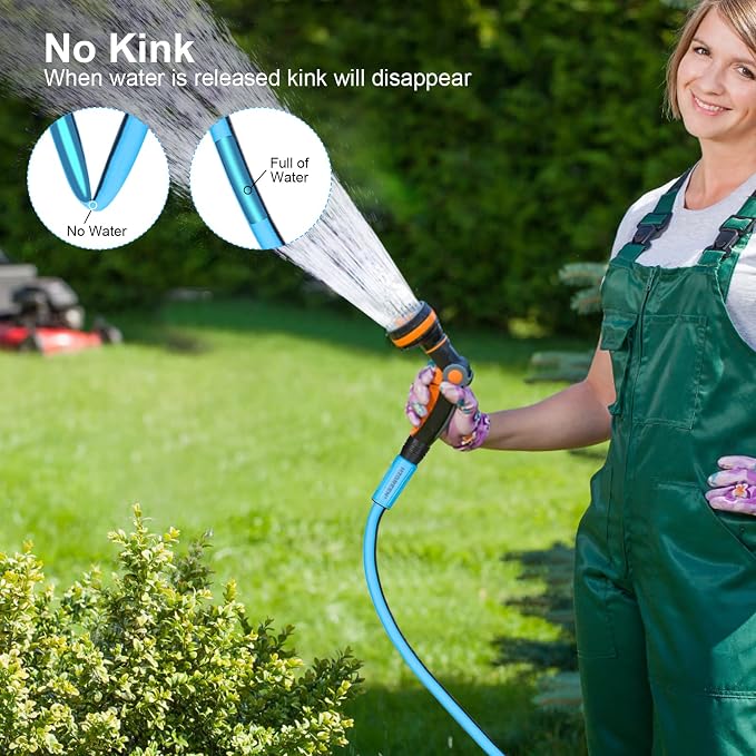 Garden Hose 5/8" x100FT,Heavy Duty 450B.P Water Hose Lawn & Garden Watering Equipment 3/4" Solid Brass Fittings