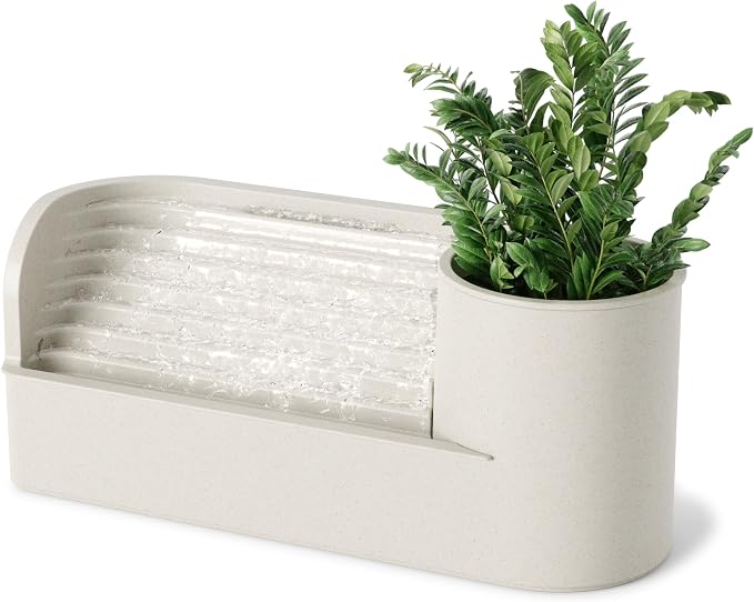 Umbra Stream Water Fountain for Tabletop Desktop - Soothing and Calming Zen for Bedroom or Office, Sand