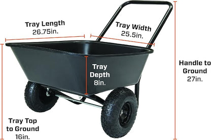 Garden Star 70019 Garden Barrow Dual-Wheel Residential Wheelbarrow Garden Cart