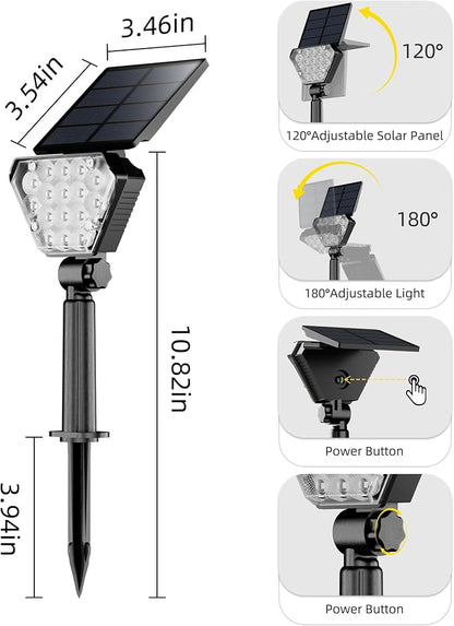 T-SUN Solar Lights Outdoor Waterproof IP65, 6Pack LED Solar Spot Lights Color Changing IP65 Waterproof Smart Auto On/Off for Outside Landscape Garden Yard Lawn Pathway Patio Driveway
