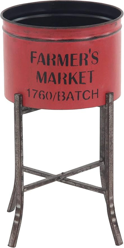 Deco 79 Metal Indoor Outdoor Planter Farmers Market Large Planter Pot, Set of 3 Planters 22", 25", 28"H, Multi Colored