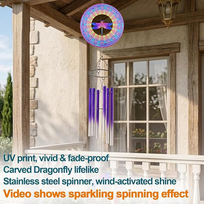 Wind Chimes with Dragonfly Wind Spinner, Gifts for Men, Women, Retirement, Teacher, Parents - Outdoor Hanging Decor Clearance for Garden, Patio, Backyard Or Porch