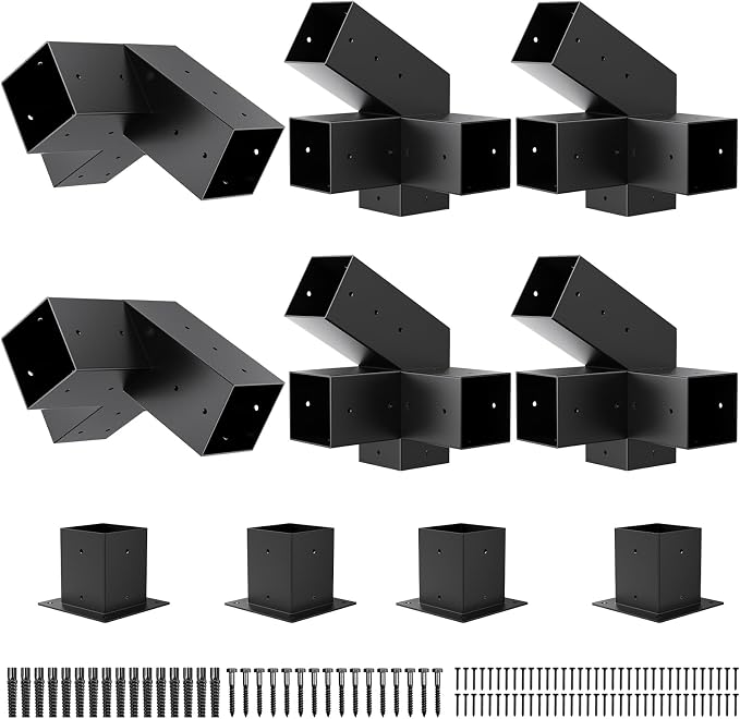 Heavy Duty 30°Slanted Roof Wall Mount 4x4 Pergola Bracket Kit,Angled Construction Pergola Hardware for Outdoor Wood Pergolas, Gazebo, Sheds