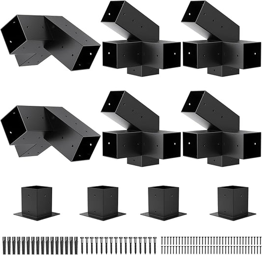 Heavy Duty 30°Slanted Roof Wall Mount 4x4 Pergola Bracket Kit,Angled Construction Pergola Hardware for Outdoor Wood Pergolas, Gazebo, Sheds