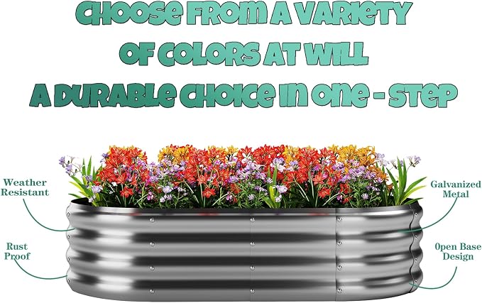 ZFHgarden Galvanized Planter Outdoor Galvanized Metal Planter Round Raised Garden Bed Kit for Gardening Outdoor 1PC Gray 2X2X1FT