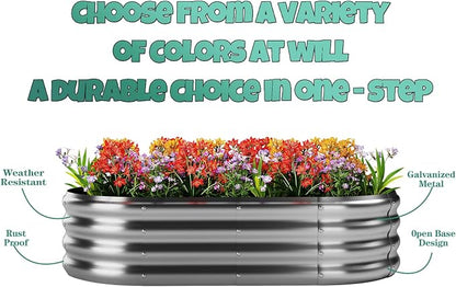 ZFHgarden Galvanized Metal Planter Raised Garden Bed Kit for Gardening Outdoor Garden Box Raised Flower Bed 2PC Metal 3X3X1FT
