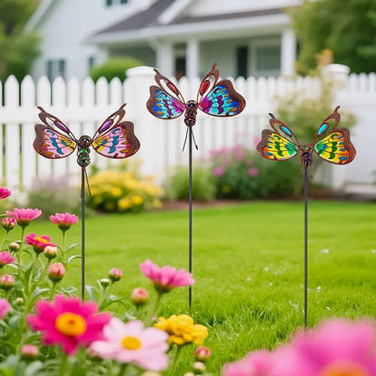 3 Pack Butterfly Decorative Garden Stakes,Butterflies Porch Decorations Outdoor Decor for Spring Yard Art Patio Plant Pot Flower Bed Ornaments