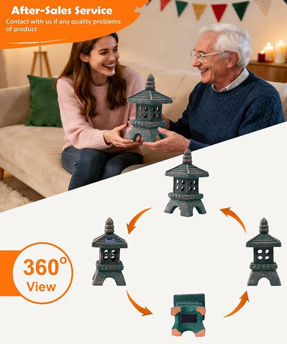 Nacome Solar Pagoda Garden Statues: 11.5 inches Outdoor Weatherproof Resin Zen Decor for Landscape Balcony Patio Porch Yard Ornament(Bronze)