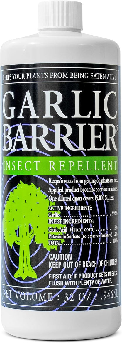 Liquid Garlic Insect Repellent Concentrate, 32 fl oz – OMRI Listed Garlic-Based Formula for Farms, Crops, Gardens & Greenhouses – Indoor & Outdoor Plant Protection