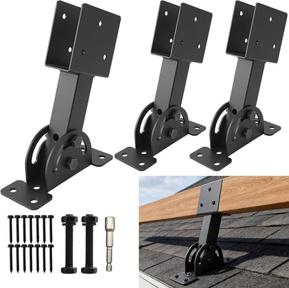 3 Pcs 2“x 4”Heavy Duty Roof Riser Brackets Kit | Adjustable Height Angle Pergola Brackets|Roof Riser Beam Bracket for Gazebos|Carports|and Patios