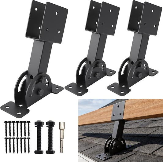 3 Pcs 2“x 4”Heavy Duty Roof Riser Brackets Kit | Adjustable Height Angle Pergola Brackets|Roof Riser Beam Bracket for Gazebos|Carports|and Patios