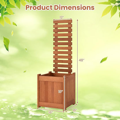 HAPPYGRILL Raised Garden Bed with Trellis, Outdoor Elevated Planter Box w/Trellis, Open-Ended, for Climbing Plant Vine Flower Vegetable, Freestanding Privacy Planters for Patio Yard, 16"x16"x48" (2)