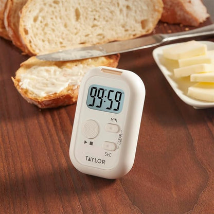 Taylor Multi-Alert (Sound, Light, Vibration) Digital Timer, Standard, White