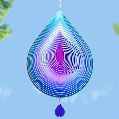Stainless Steel Wind Spinner Outdoor Garden Decor, Gifts for Women Mom, 3D Metal Reflective Hanging Wind Spinners Sculpture for Outside Patio Garden Yard Porch Decorations (Colorful Droplet, 12 Inch)