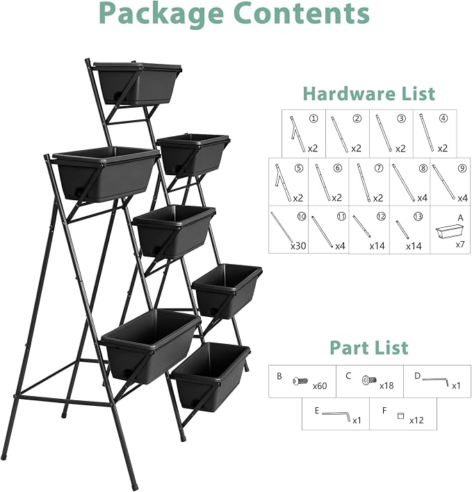 Sunexinlo Vertical Garden Planter Freestanding Raised Bed for Herbs Flowers Vegetables, Indoor Outdoor for Patio Balcony Deck