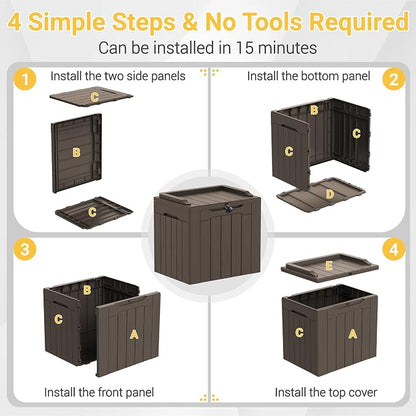 Greesum Outdoor Storage Box 31 Gallon Storage Box with Lid for Patio Furniture, Garden Tools, Pool Supplies, Waterproof and UV Resistant, Lockable, Dark Brown