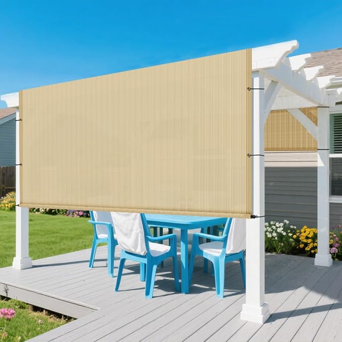 8' × 31' Pergola Shade Cover Universal Replacement Canopy Cover Outdoor Durable Fabric Sun Shade Cloth for Deck Patio Porch Backyard Gazebo with Grommets & Weighted Rods, Sand