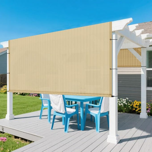 14' × 34' Pergola Shade Cover Universal Replacement Canopy Cover Outdoor Durable Fabric Sun Shade Cloth for Deck Patio Porch Backyard Gazebo with Grommets & Weighted Rods, Sand