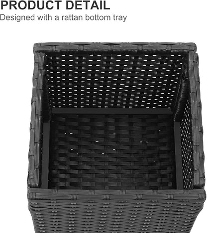 SUNNYPARK 2 Pack Tall Planters for Outdoor Rattan Square Box 12x12x24inch | All-Weather, Handmade PE Rattan, Removable Liner, Indoor Outdoor, Patio Porch Garden, Modern Design for Plants Flowers