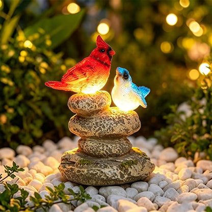 Solar Garden Statues Outdoor Decor, Garden Sculptures Stones Statue Novelty Birds Figurine Decoration for Patio Yard Porch Art Home Decor