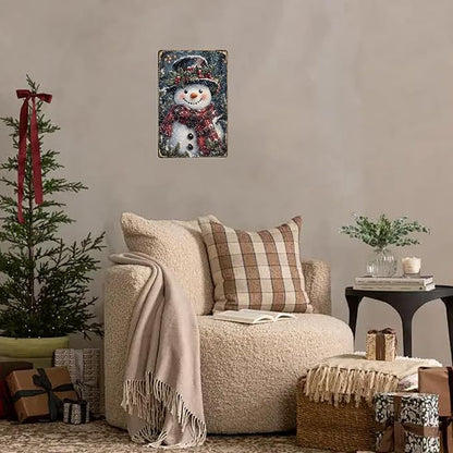 Snowman Sign Funny Winter Metal Sign Snowflakes Aluminum Tin Signs for Home Yard Office Bar Farmhouse Outdoor 12×8 Inch