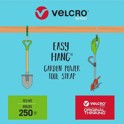 VELCRO Brand Easy Hang Garden Shed Straps | Holds 250 Pounds | Organize Outdoor Power Tools, Leaf Blowers | Perfect for Hanging Hedge Trimmers or Weed Eaters