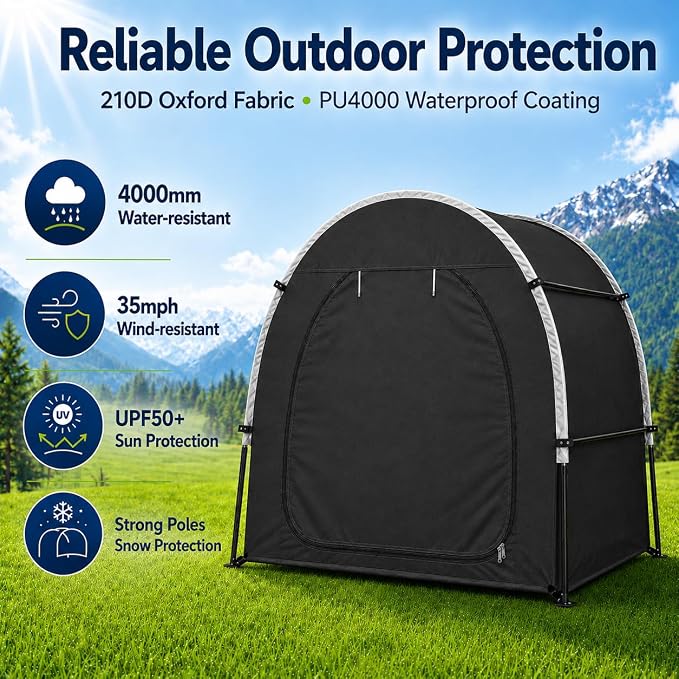 Bike Storage Shed Tent, Outdoor Portable Bicycle Storage Sheds with PU4000 Waterproof 210D Oxford Fabric for 3 Bikes, Bike Covers Shelter for Motorcycle, Garden Tools, Toys, Lawn Mower