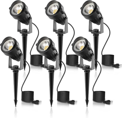 L LOHAS LED 5W Dusk to Dawn Outdoor Lighting, Auto On/Off 3000K Landscape Outdoor Spotlight, IP66 Waterproof Plug in Spot Lights for Yard, Garden, House, Pathway, Plant, UL Listed (6 Pack)
